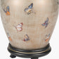 Butterflies Small Glass Table Lamp Base with Harry 25cm Ivory Cotton Mix Cylinder Lampshade