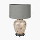 Butterflies Small Glass Table Lamp Base with Harry 25cm Steel Grey Cotton Mix Cylinder Lampshade