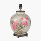 Rhododendron Large Glass Table Lamp Base with Harry 45cm Steel Grey Cotton Mix Cylinder Lampshade