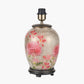 Dahlia Alstroemeria Medium Glass Lamp Base with Lyndon 35cm Ivory Silk Mix Knife Pleat Tapered Lampshade