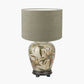 Parrot Small Glass Table Lamp Base with Edward 30cm Pistachio Green Linen Cylinder Lampshade