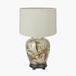 Parrot Small Glass Table Lamp Base with Lino 25cm Cream Self Lined Linen Cylinder Lampshade