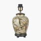 Parrot Small Glass Table Lamp Base with Lino 25cm White Self Lined Linen Cylinder Lampshade