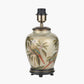 Parrot Small Glass Table Lamp Base with Lino 25cm White Self Lined Linen Cylinder Lampshade