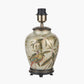 Parrot Small Glass Table Lamp Base with Lino 25cm White Self Lined Linen Cylinder Lampshade