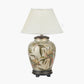 Parrot Small Glass Table Lamp Base with Bacall 30cm Almond Silk Knife Pleat Empire Lampshade