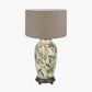 Parrot Tall Glass Table Lamp Base with Edward 40cm Natural Linen Cylinder Lampshade