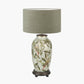 Parrot Tall Glass Table Lamp Base with Edward 40cm Pistachio Green Linen Cylinder Lampshade