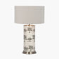 Guinea Fowl Large Cylinder Glass Table Lamp Base with Quinn 40cm Slubby Hopsack Cylinder Shade