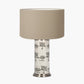 Guinea Fowl Large Cylinder Glass Table Lamp Base with Henry 40cm Taupe Handloom Cylinder Lampshade