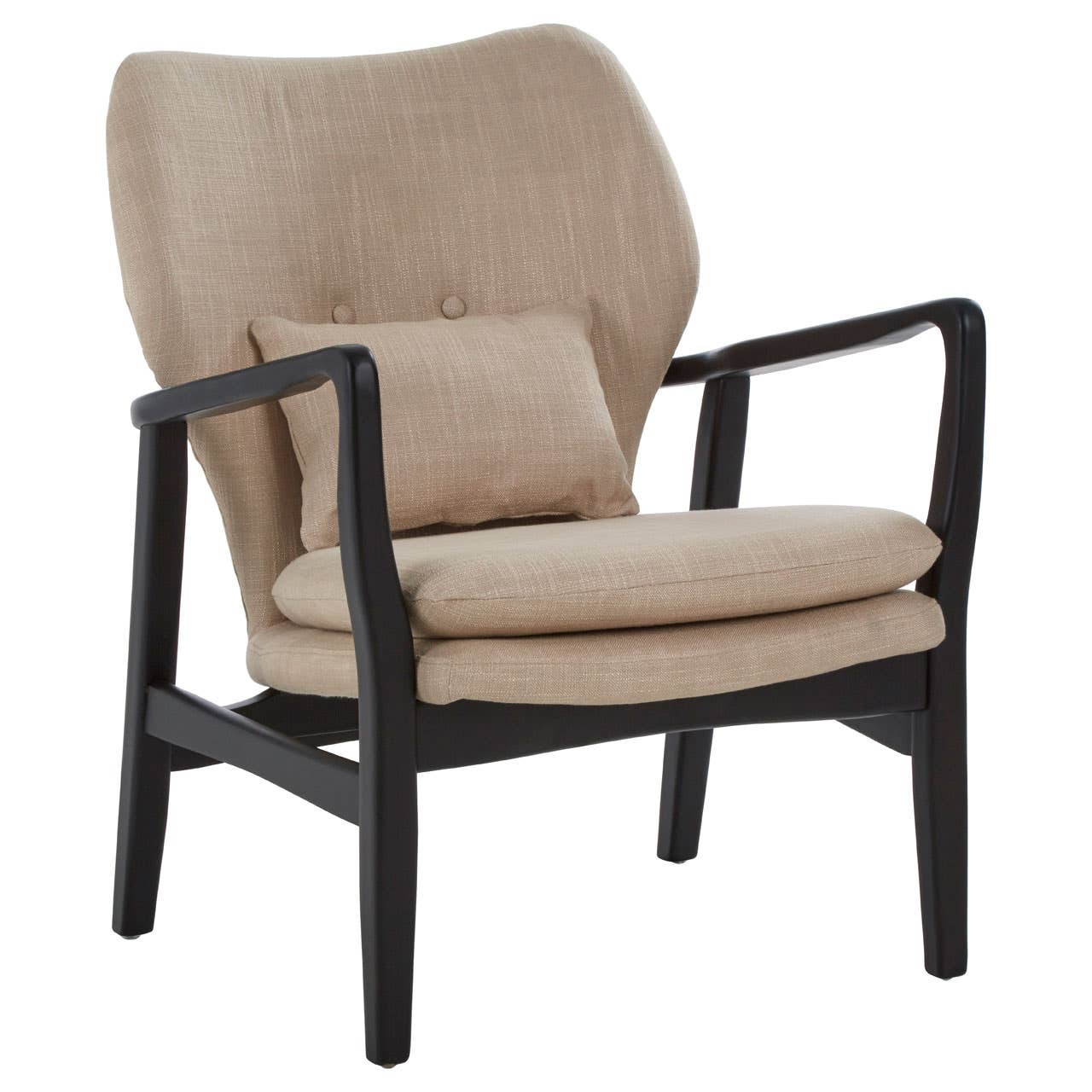 Stockholm Beige Chair With Black Wooden Frame-interia.co.uk