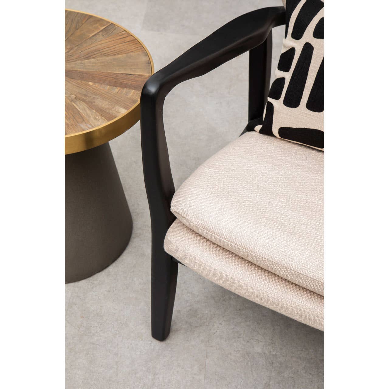 Stockholm Beige Chair With Black Wooden Frame-interia.co.uk