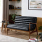 Marshall 2 Seater Sofa - Black Faux Leather
