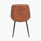 Angelo Vintage Brown Leather and Black Metal Retro Dining Chair