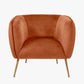 Lucca Tobacco Velvet and Metal Armchair