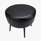 Donato Ash Black Leather and Black Metal Stool