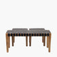 Claudio S/3 Black Leather and Mango Wood Bench and Stools