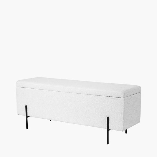Catania Boucl�� Fabric Storage Bench With Black Legs