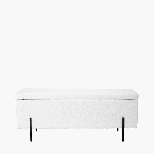 Catania Boucl�� Fabric Storage Bench With Black Legs