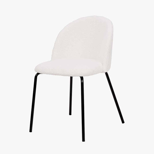 Turi Boucl�� Fabric and Black Metal Dining Chair