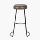 Cosimo Peppercorn Leather and Bronze Metal Bar Stool