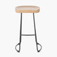 Laselle Ash Wood and Black Metal Bar Stool