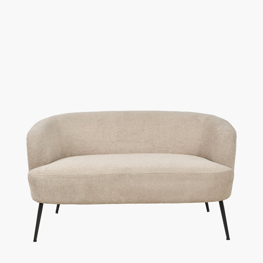 Aviana Taupe Teddy and Black Metal Sofa