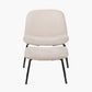 Chiara Natural Chenille and Black Metal Lounging Chair and Footstool