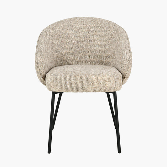 Kelsby Mocha Textured Marl Chenille and Black Metal Tub Dining Chair