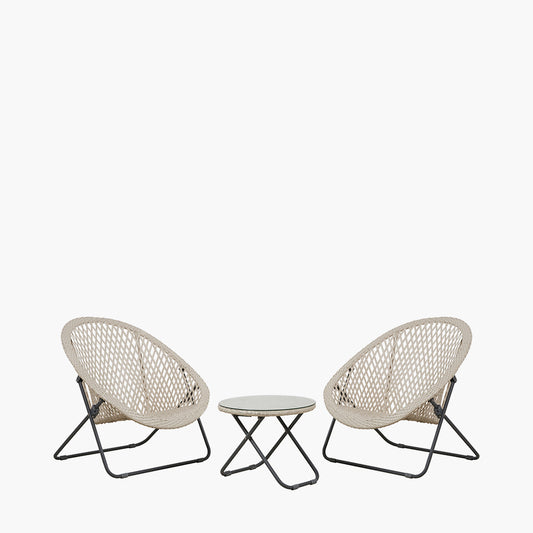 Tobs Outdoor Cream Foldable Loungers Set