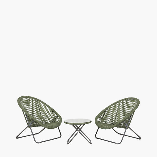 Tobs Outdoor Green Foldable Loungers Set