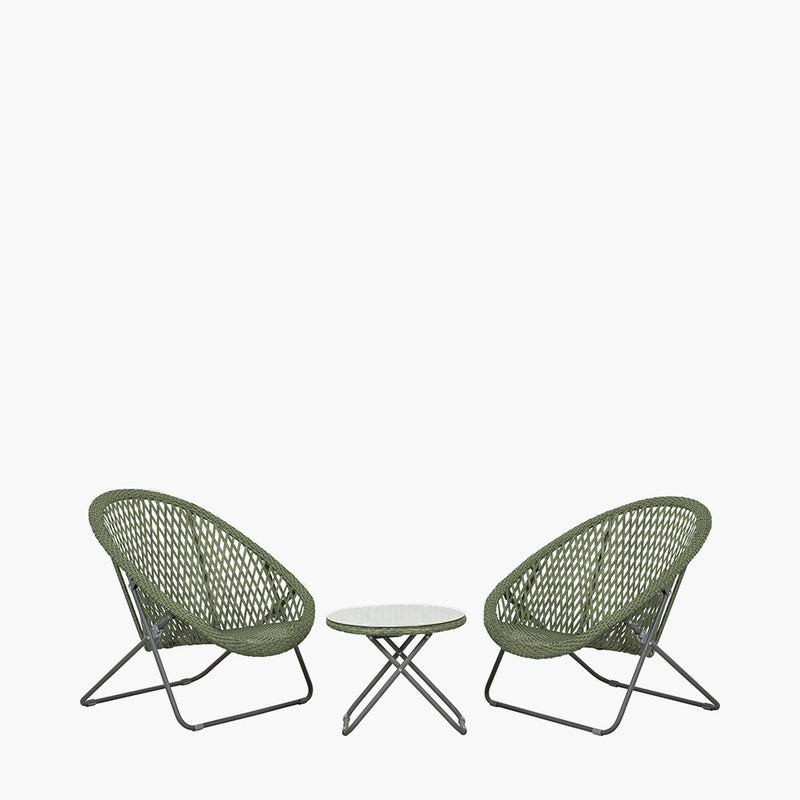 Tobs Outdoor Green Foldable Loungers Set