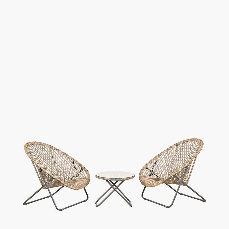 Tobs Outdoor Grey Foldable Loungers Set
