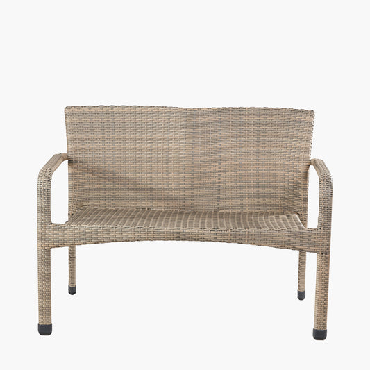 Tobs Outdoor Grey Synthetic Rattan Stacking Bench