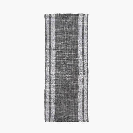 Indoor Outdoor Steel Grey and White Stripe Design Runner