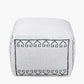 Indoor Outdoor White and Black Greek Key Design Pouffe