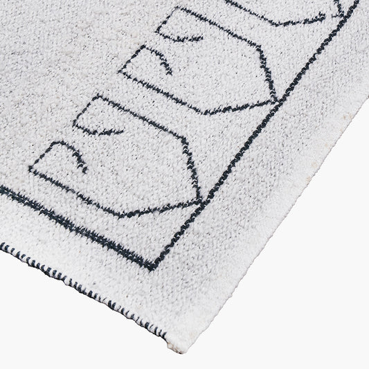Indoor Outdoor White and Black Greek Key Design Rug Large