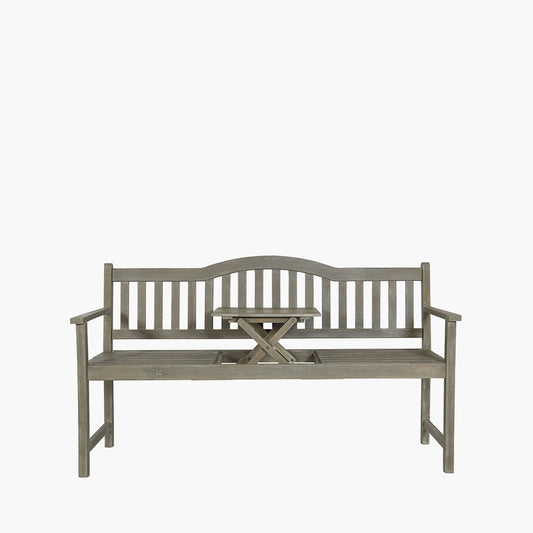 Richmond Antique Grey Outdoor Bench with Pop Up Table