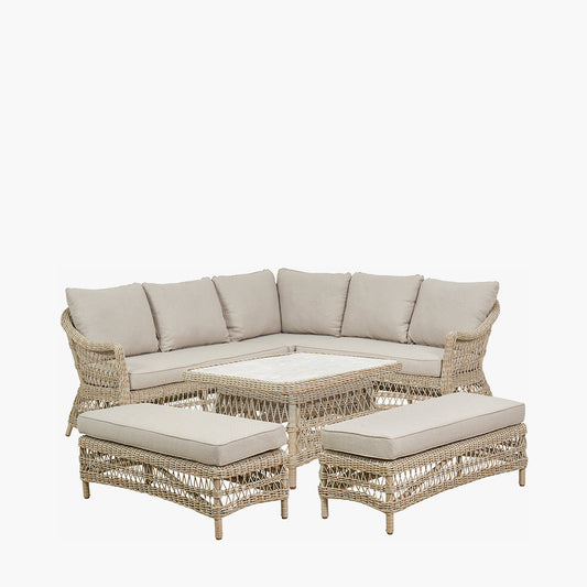 Pattaya Sand Outdoor Corner Seating Set with Adjustable Table