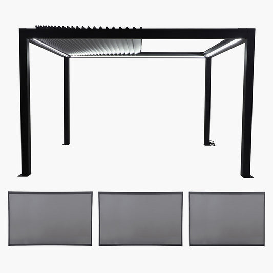 Abierto Full Electric 3m x 4m inc LED complete with 2 x 4m and 1 x 3m Electric Blinds, Delivery and Installation