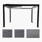 Abierto Full Electric 3m x 4m inc LED complete with 2 x 3m Fixed Louvre Panels & 1 x 4m Manual Blind
