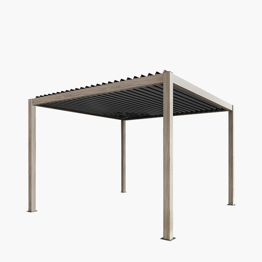 Pavillo Teak 3.5m x 3.5m Pergola, Pavillo Louvre Front/Back Panel Long, Pavillo Front/Back Blind Long, Pavillo Side Blind Short, Pavillo LED, Delivery and Installation