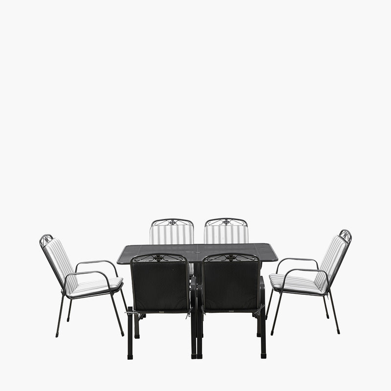 Savoy Rectangular 6 Seater Dining Set with Grey Striped/Plain Cushions