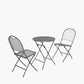 Cafe Latte Balcony Folding Round Set with Grey Striped/Plain Cushions