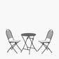 Cafe Latte Balcony Folding Round Set with Grey Striped/Plain Cushions