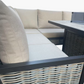 5-Piece Aluminium Rattan Garden Sofa Set with Square Fire Pit Table – Outdoor Patio Lounge with Cushions & Glass Top