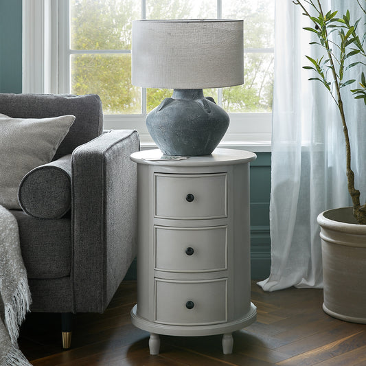 The Camden Collection 3 Drawer Round Side Table