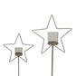 Large Natural Rustic Star On Wood Stand With Glass Votive