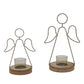 Rustic  Outline Angel Tealight On Stand With Glass Votive