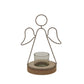 Rustic  Outline Angel Tealight On Stand With Glass Votive